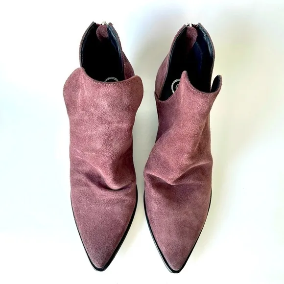 Golo Suede Tucson Ankle Boots Purple Eggplant Block Heel Western Back Zip Size 8