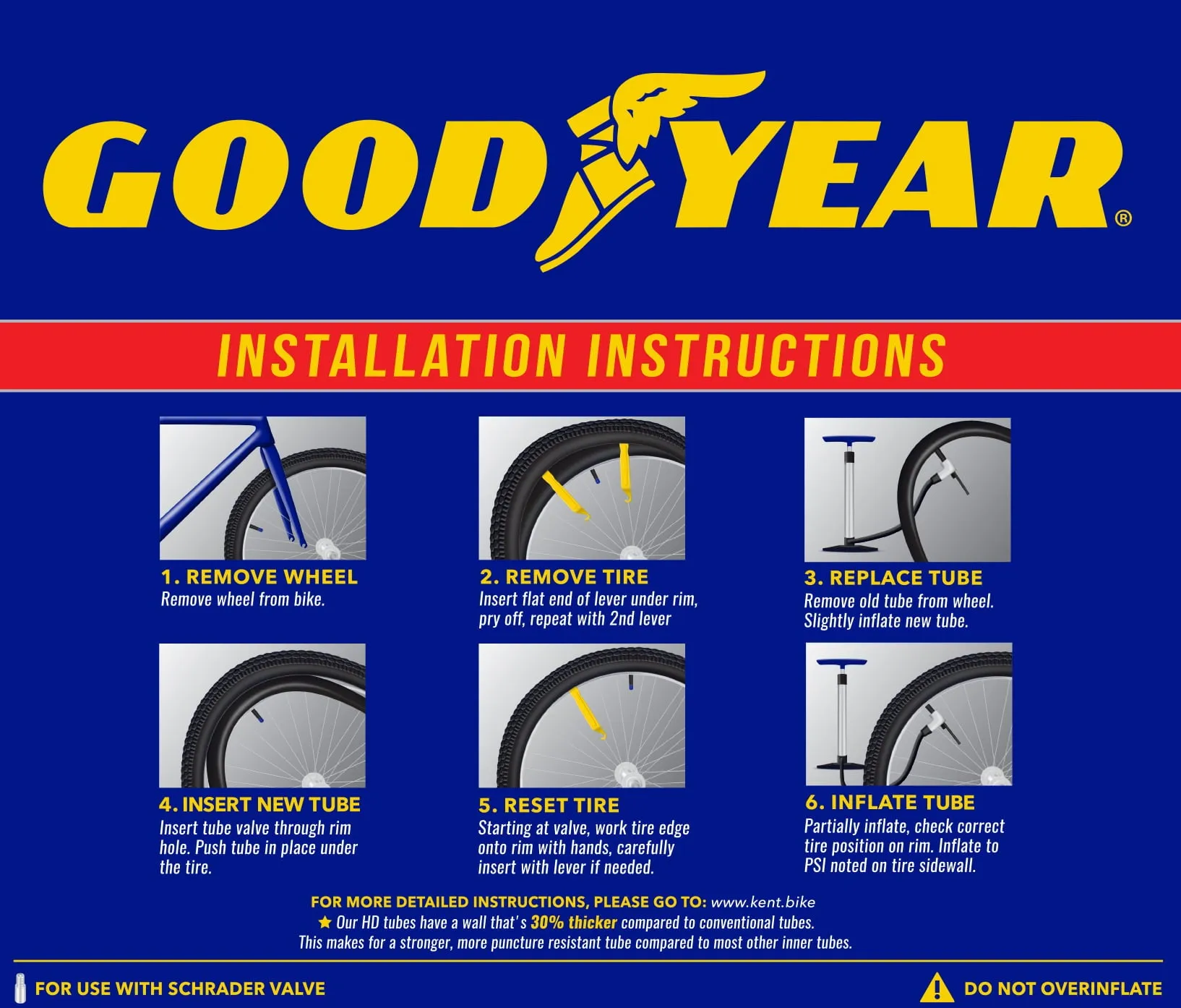 Goodyear 20" X 1.75-2.125 Heavy Duty Bike Tube, 2 Pack