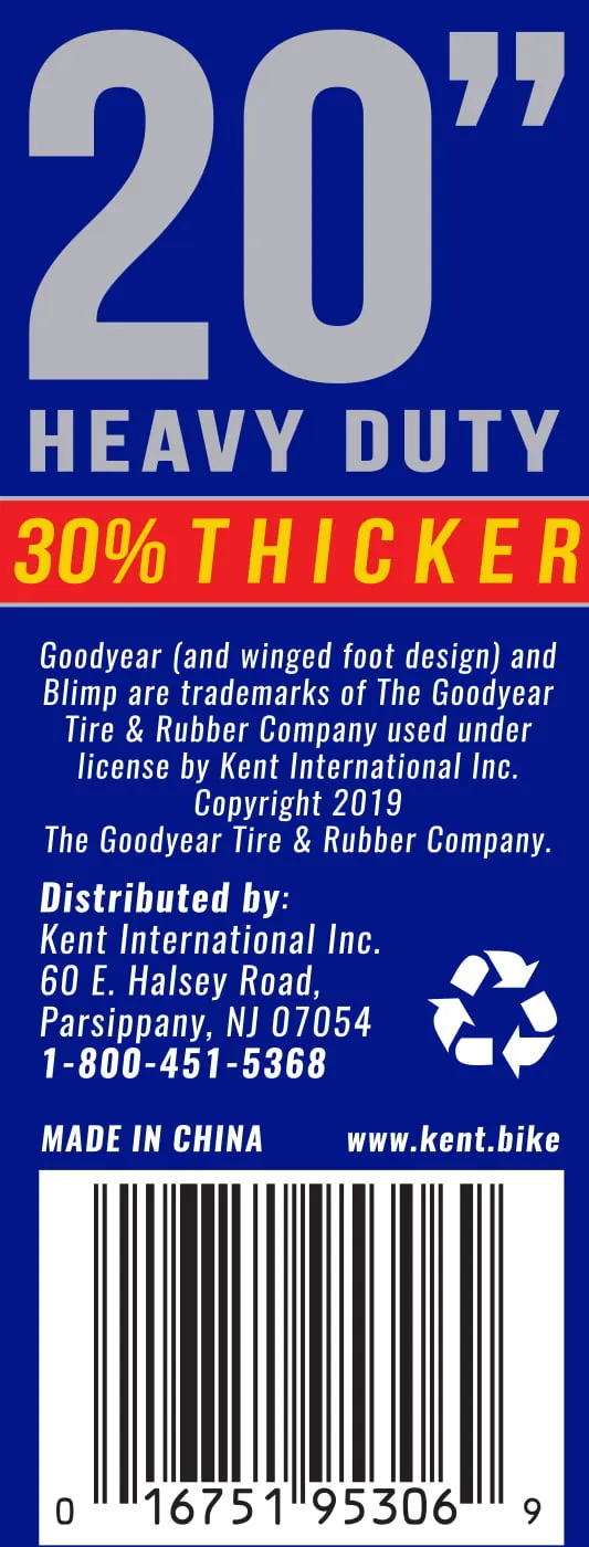 Goodyear 20" X 1.75-2.125 Heavy Duty Bike Tube, 2 Pack
