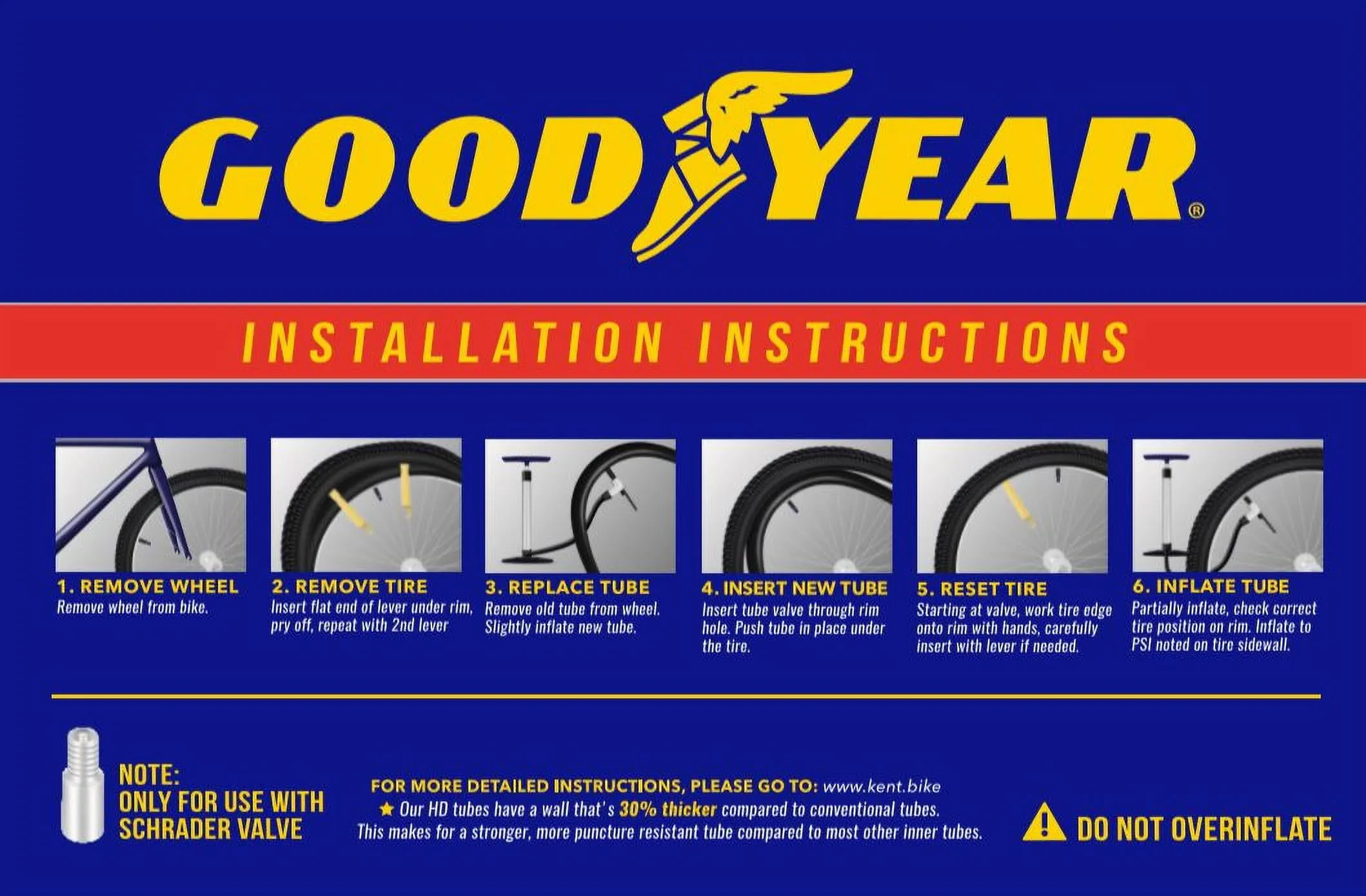 Goodyear 20" X 1.75-2.125 Heavy Duty Bike Tube, 2 Pack