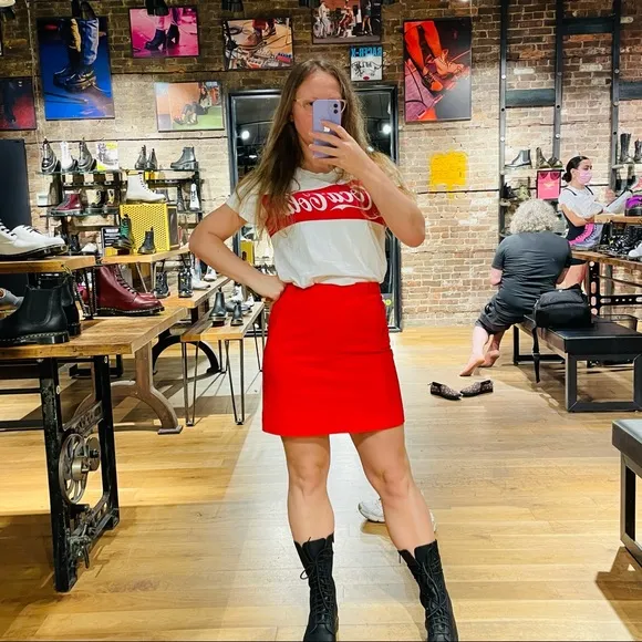 H&amp;M True Strawberry Red Pencil Skirt High Waist