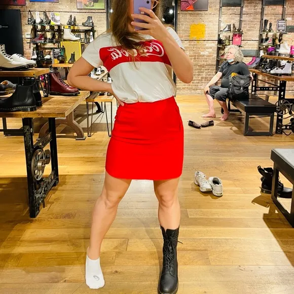 H&amp;M True Strawberry Red Pencil Skirt High Waist