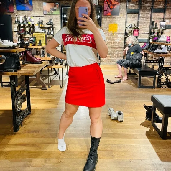 H&amp;M True Strawberry Red Pencil Skirt High Waist