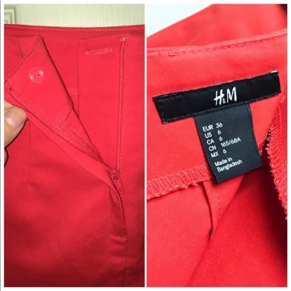 H&amp;M True Strawberry Red Pencil Skirt High Waist