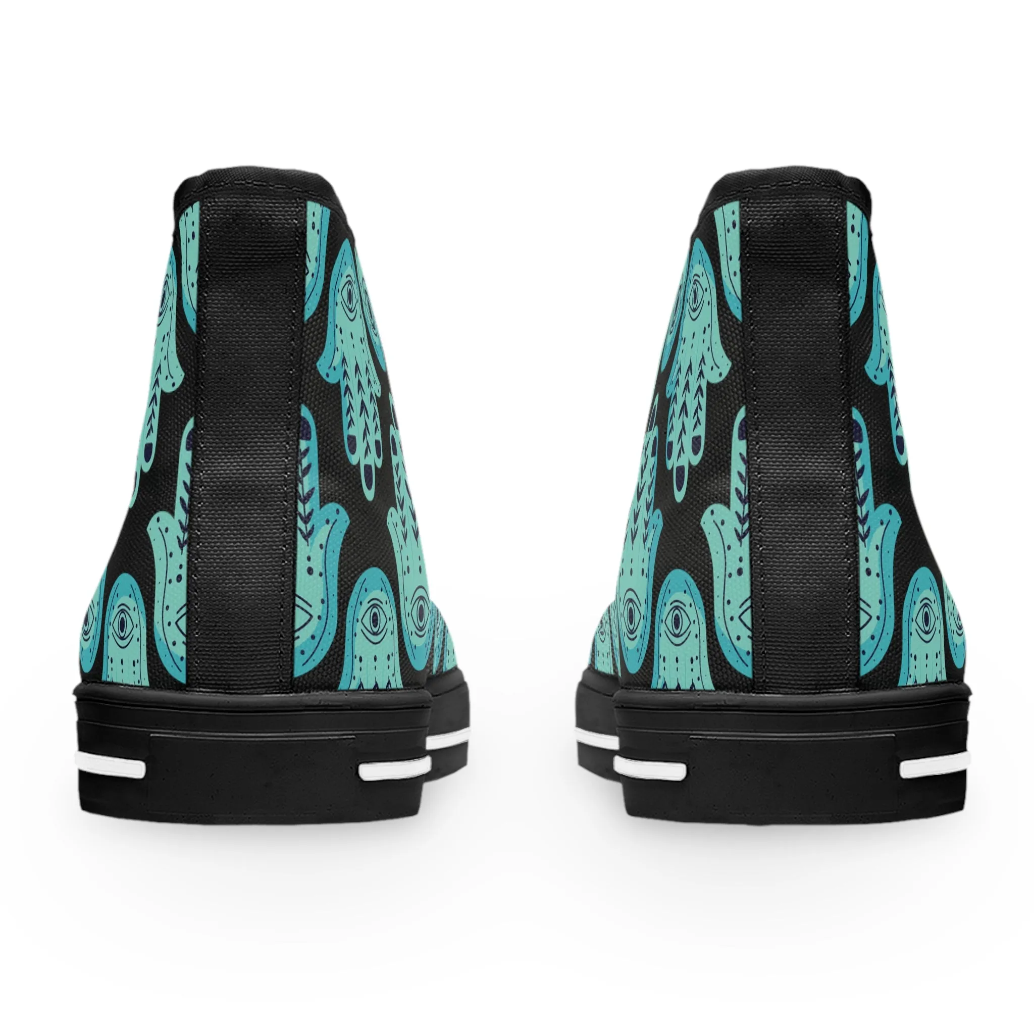 Hannah Bright Turquoise Hamsa Pattern Women's High Top Sneakers