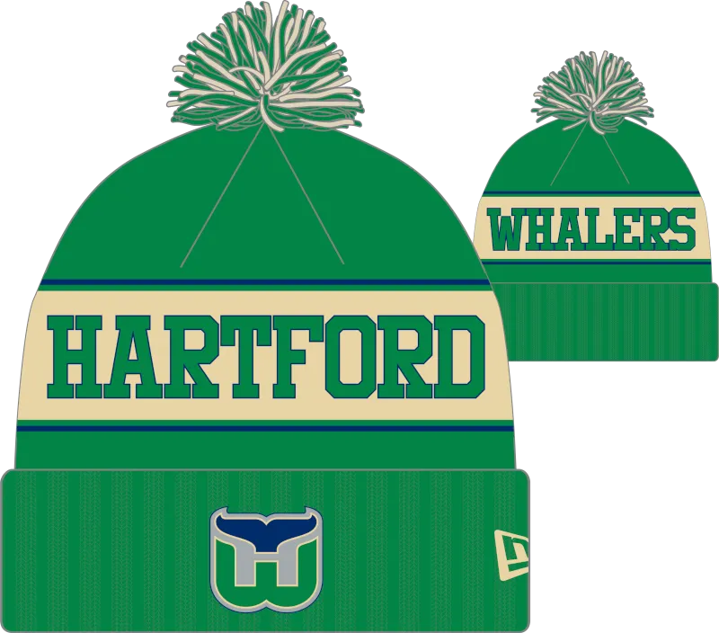 Hartford Whalers Retro Knit Fleece Lined Pom Toque