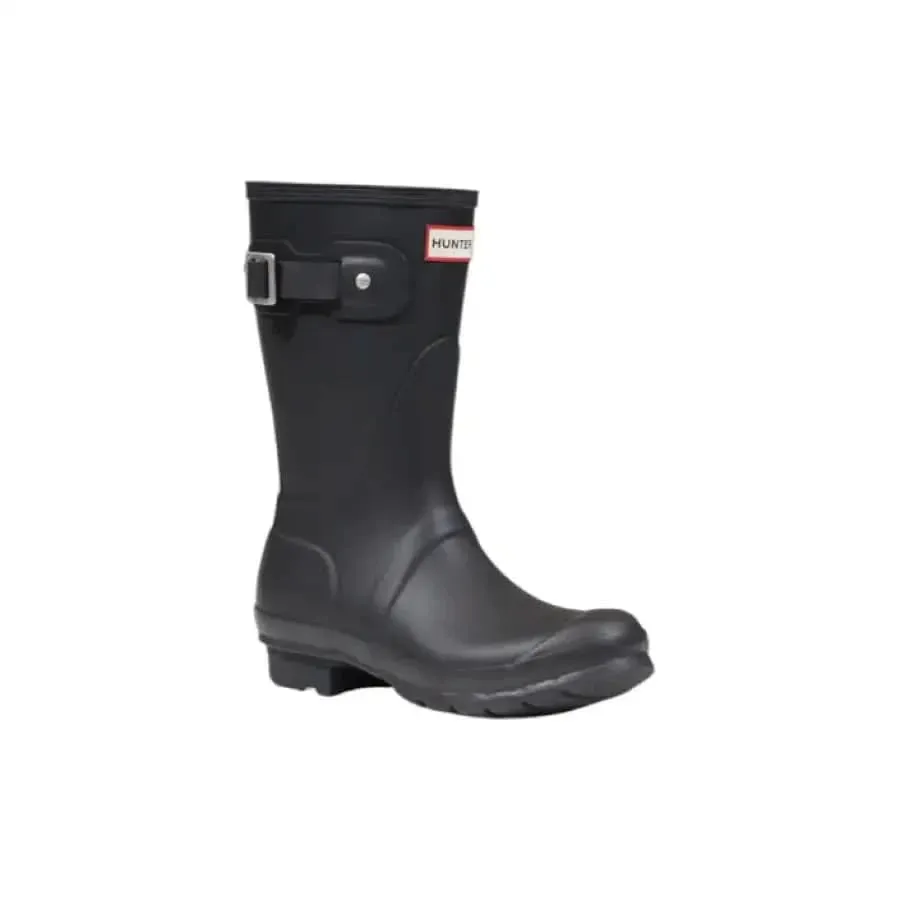 Hunter Women Black Rubber Ankle Boots