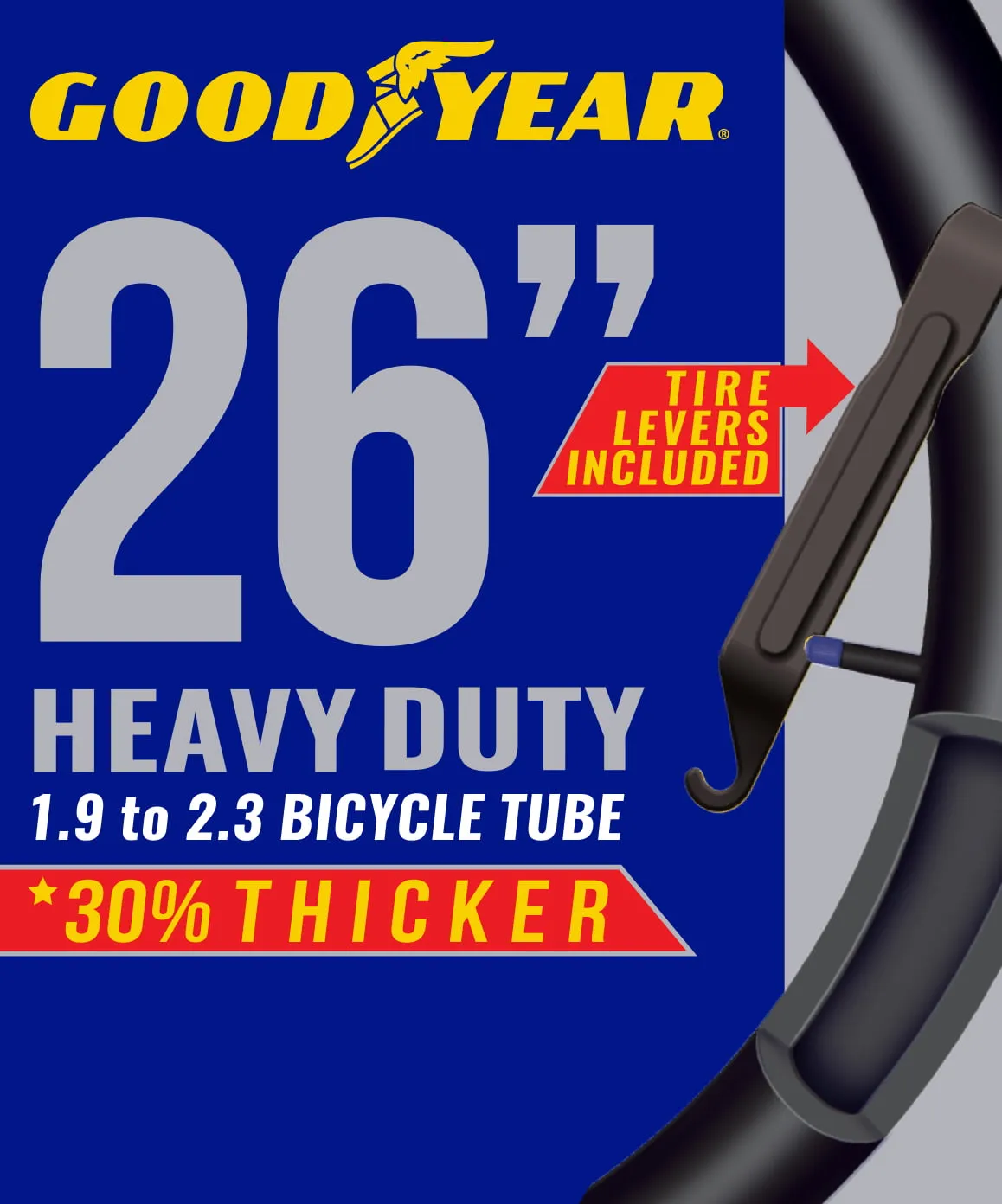 Import to AutoDS    Goodyear 26" x 1.9"-2.3" Heavy Duty Bike Tube, Tire Levers Included