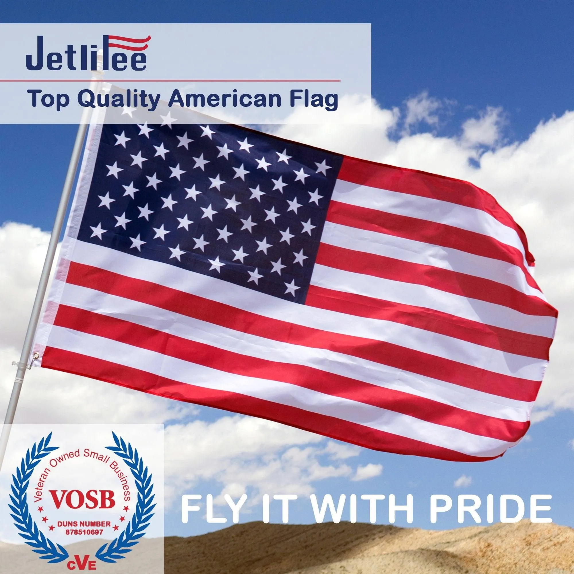 Jetlifee 3x5 Ft Printed Breeze American Flag Printed Stars
