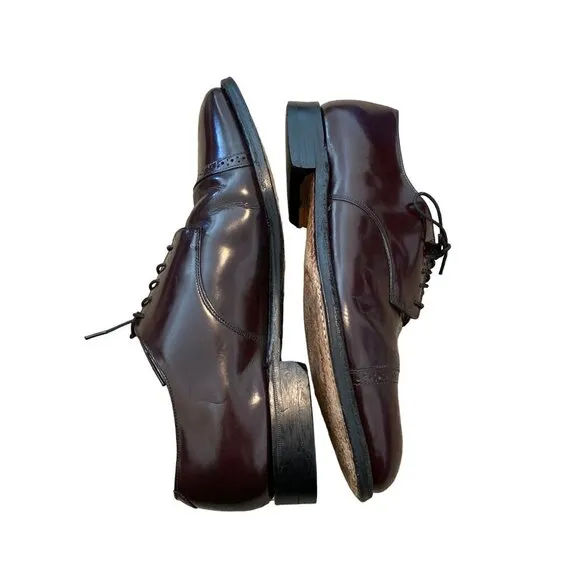 JOHNSTON &amp; MURPHY MEN'S BURGUNDY LEATHER ALDRICH II CAP TOE WINGTIPS  9D/B