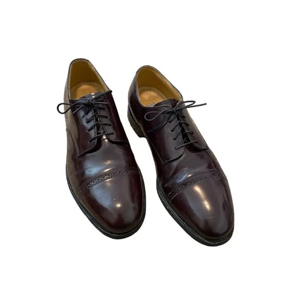JOHNSTON &amp; MURPHY MEN'S BURGUNDY LEATHER ALDRICH II CAP TOE WINGTIPS  9D/B