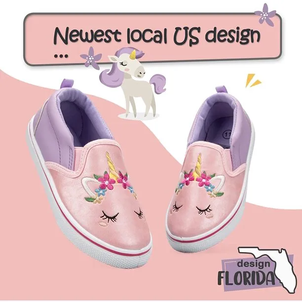 K KomForme Kids Pink Unicorn Casual Canvas Shoes Size 9 Toddler Girl