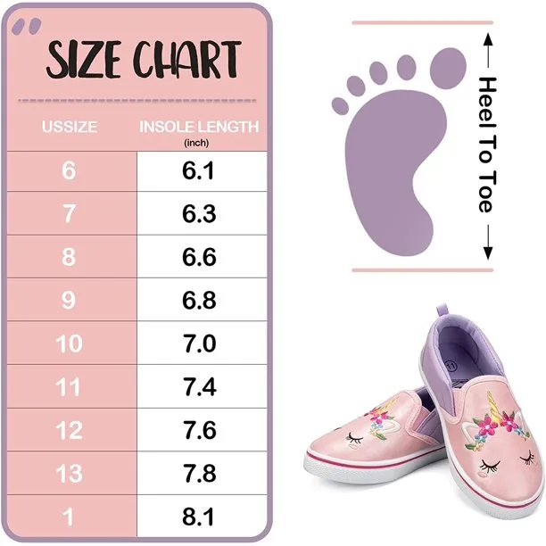 K KomForme Kids Pink Unicorn Casual Canvas Shoes Size 9 Toddler Girl