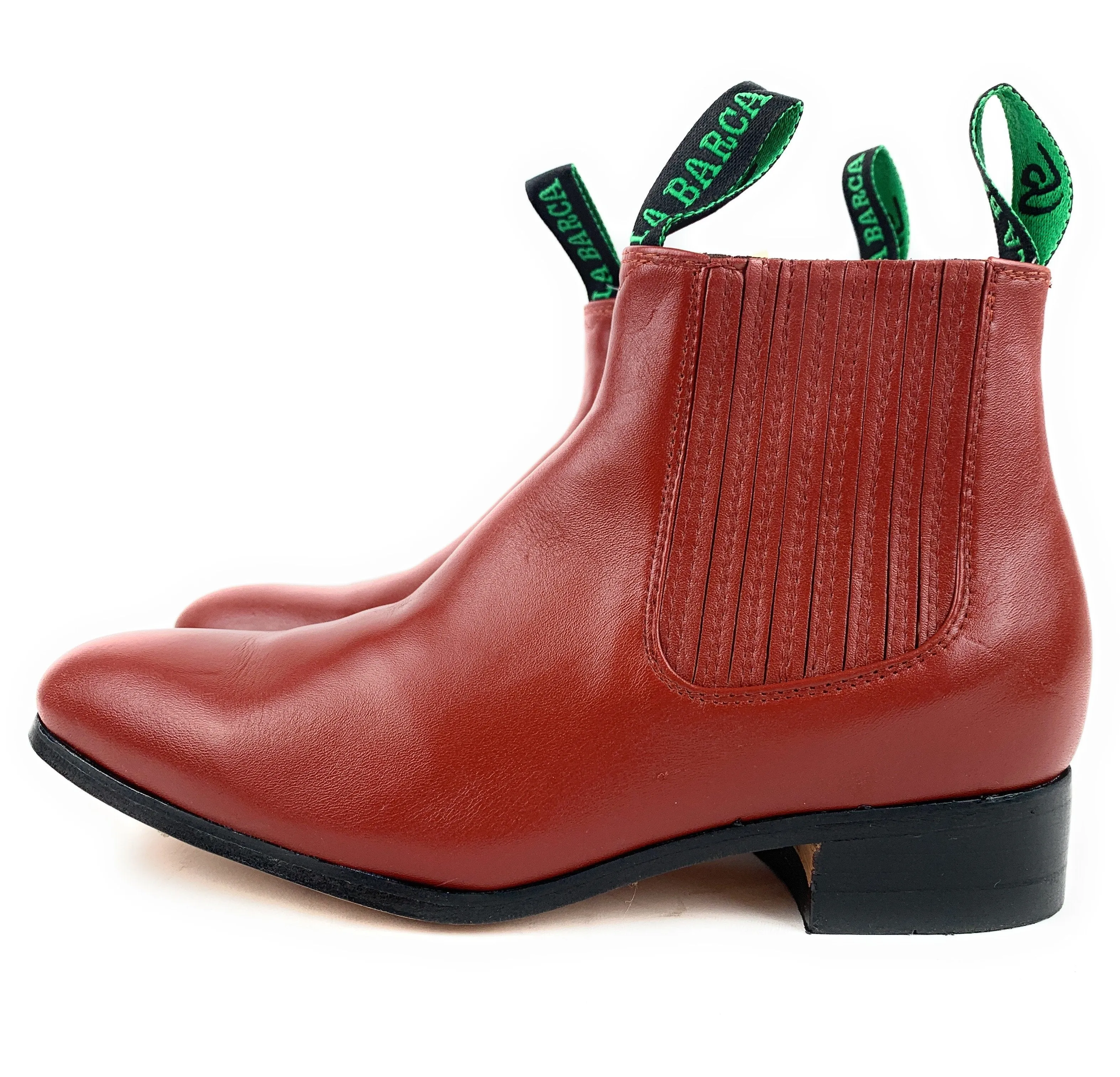 La Barca Men's Ladrillo Red Leather Botin Charro