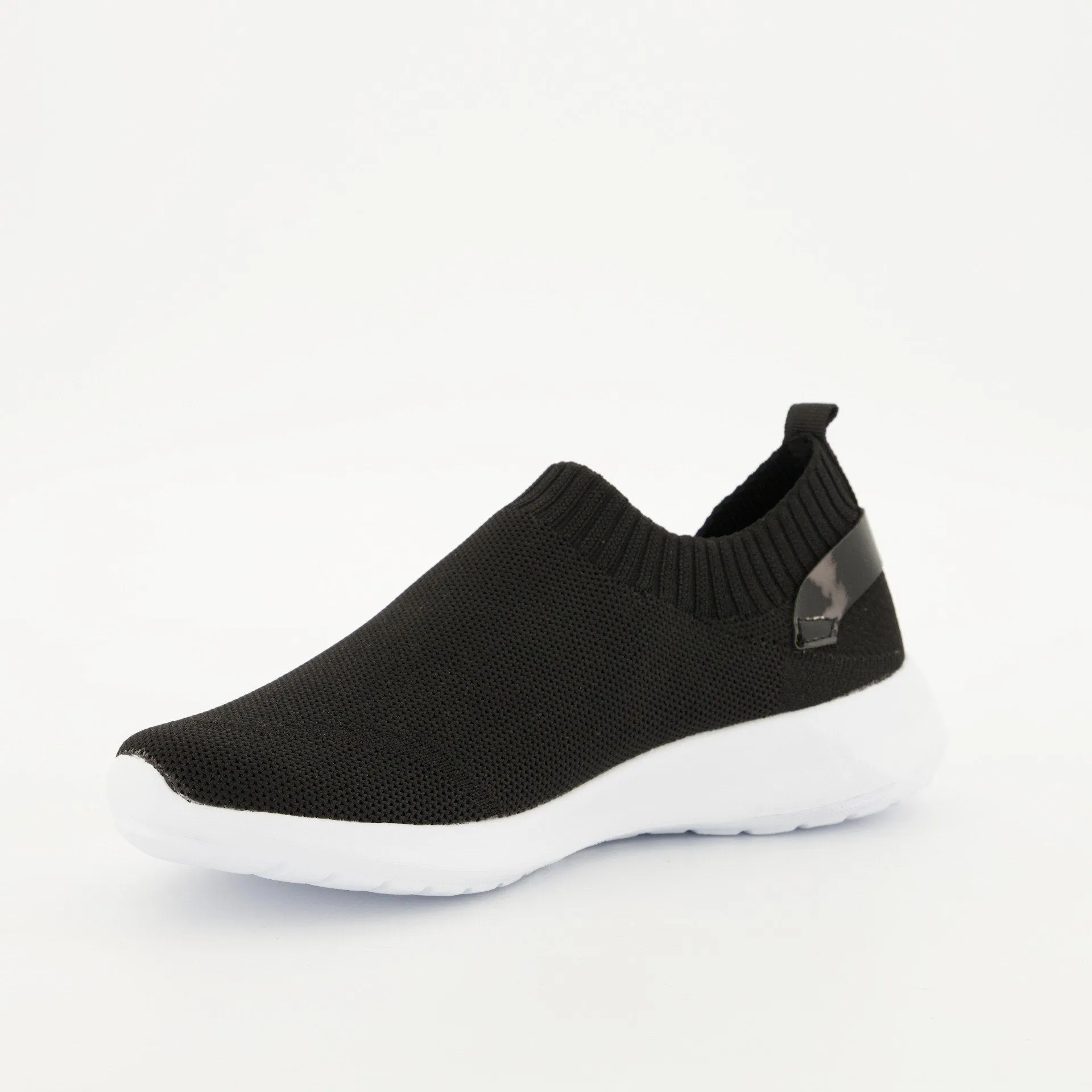 Ladies Slip On Knit Sneaker - Black