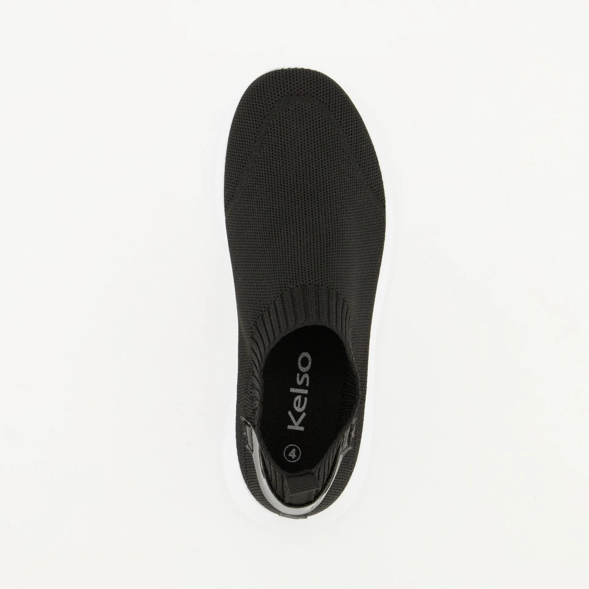 Ladies Slip On Knit Sneaker - Black