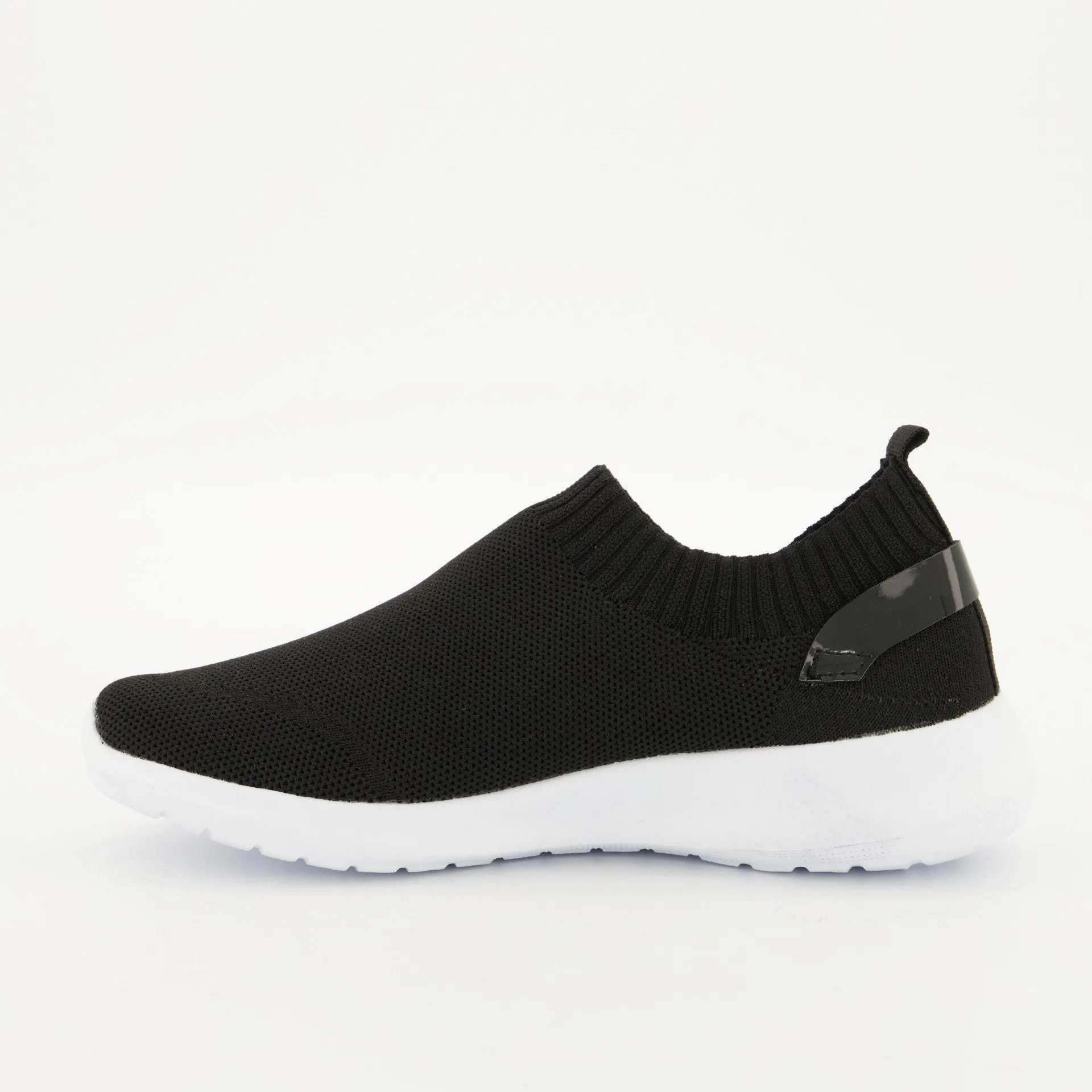 Ladies Slip On Knit Sneaker - Black