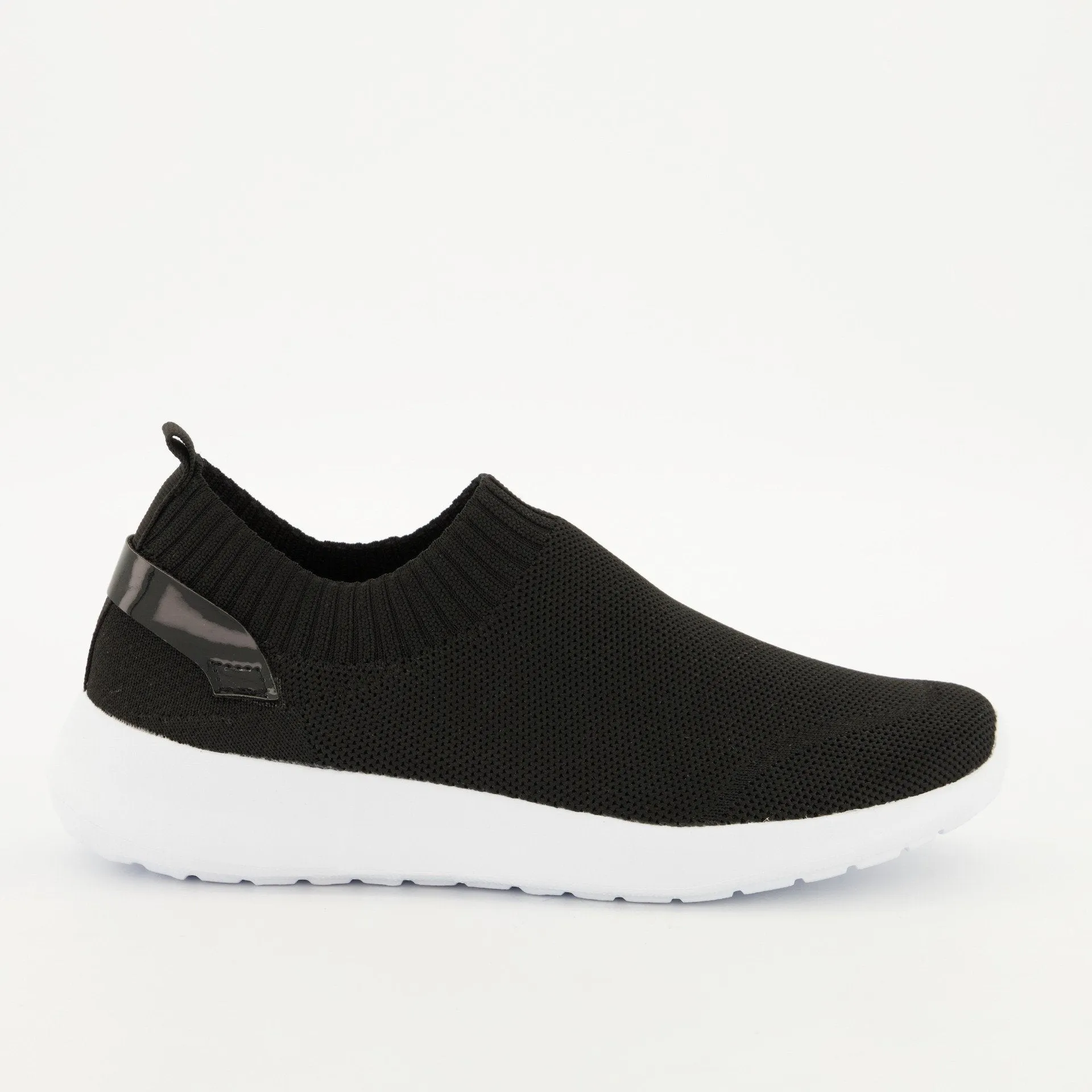 Ladies Slip On Knit Sneaker - Black