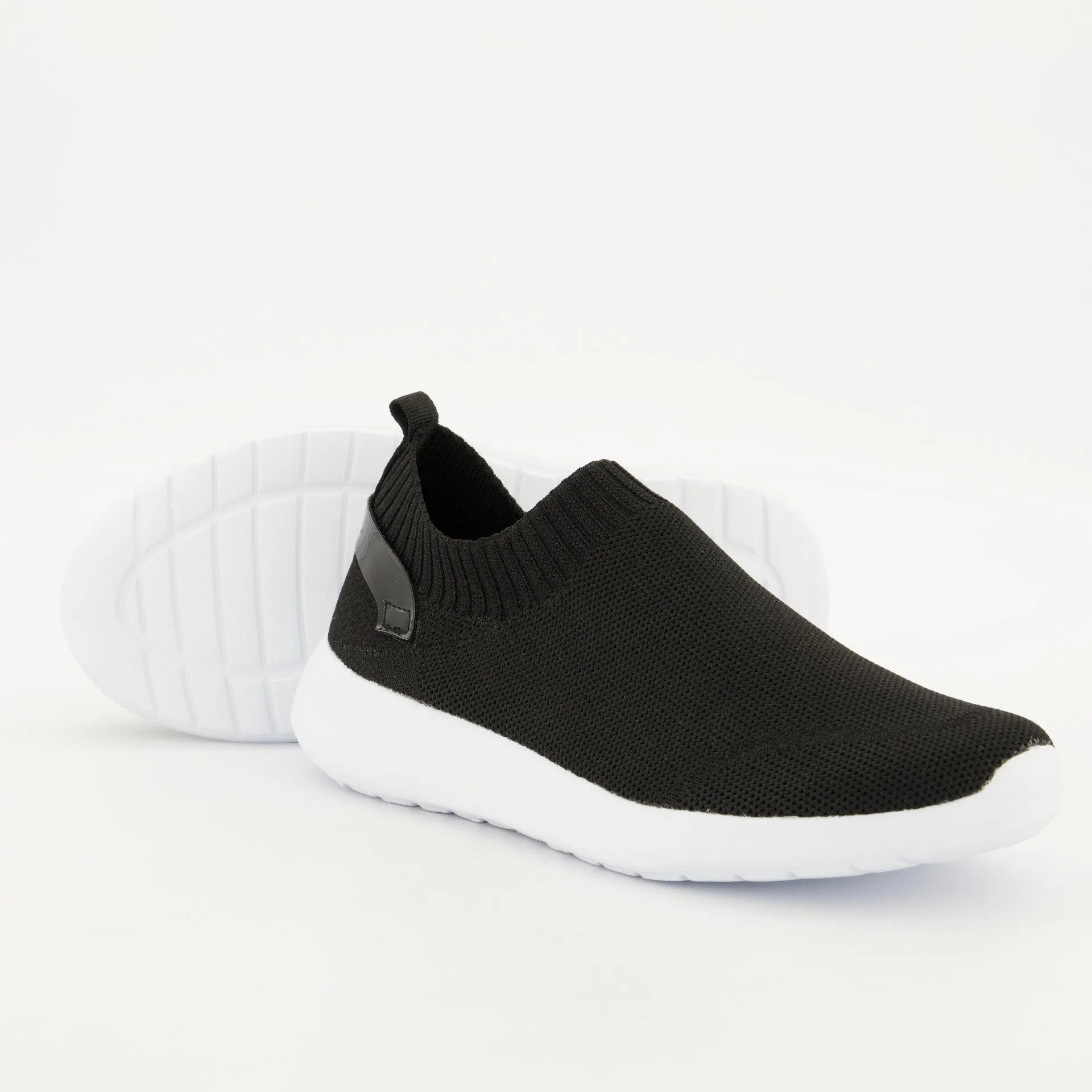 Ladies Slip On Knit Sneaker - Black