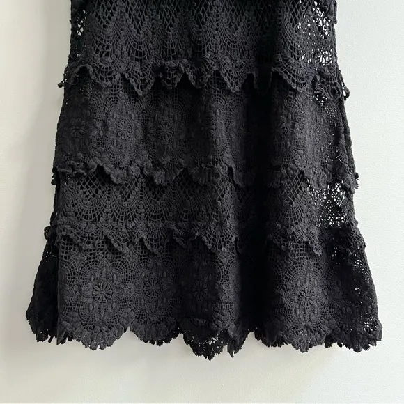 [l'affaire] 100% cotton crochet lace sleeveless mini dress w/ slip black M