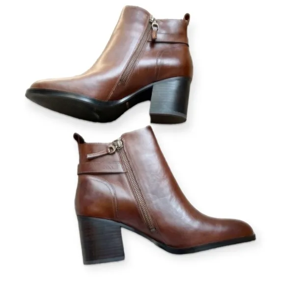 Lauren Ralph Lauren Leather Ginelle Ankle Boots Brown 9.5