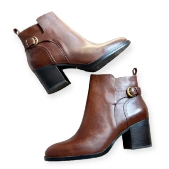 Lauren Ralph Lauren Leather Ginelle Ankle Boots Brown 9.5