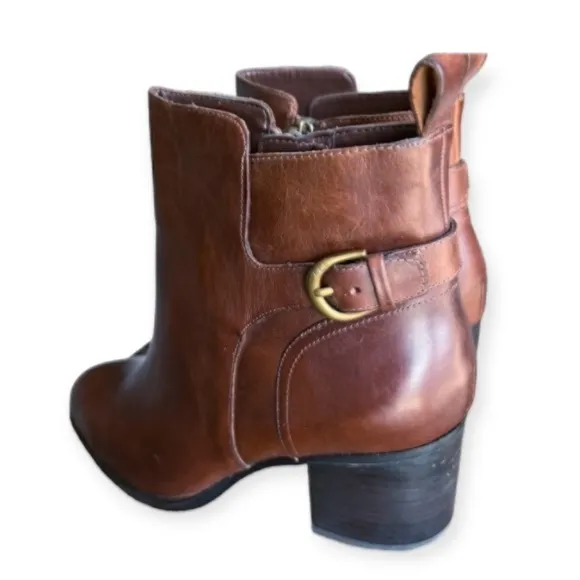 Lauren Ralph Lauren Leather Ginelle Ankle Boots Brown 9.5