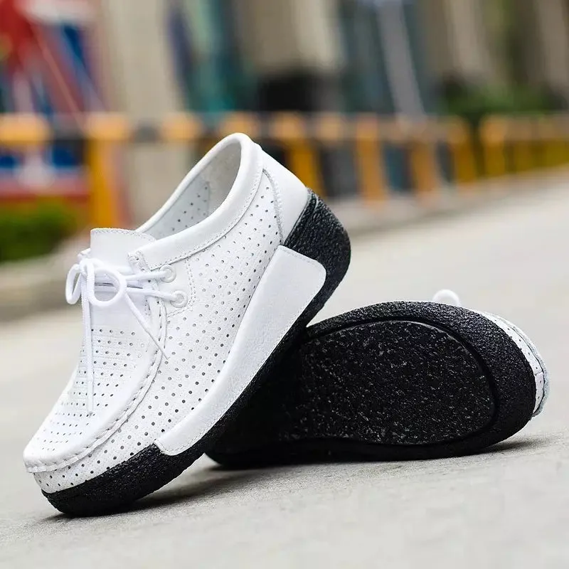 Leather ankle loafers