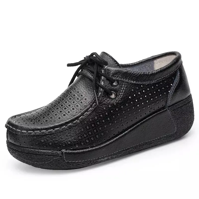 Leather ankle loafers