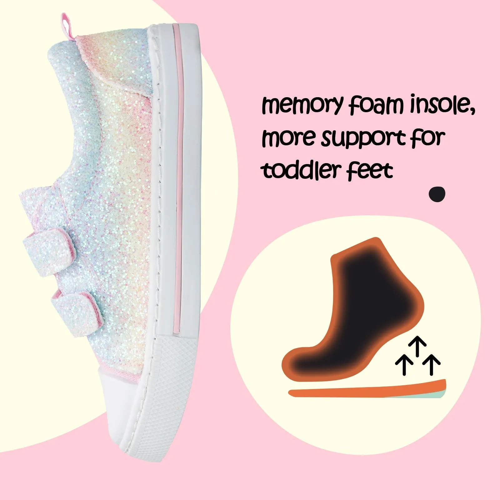 Light Rainbow Glitter Slip-On Canvas Sneakers
