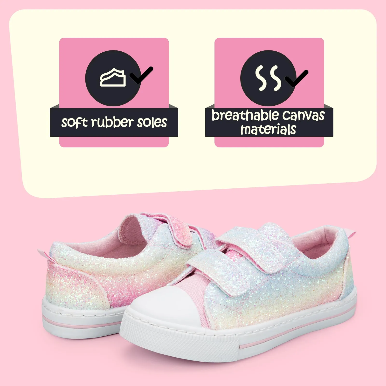 Light Rainbow Glitter Slip-On Canvas Sneakers