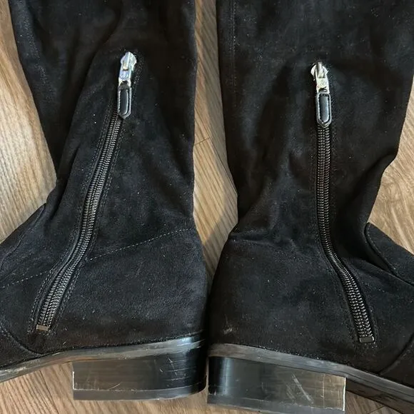LIKE NEW SAM EDELMAN OTK PALOMA BLACK SUEDE BOOTS SIZE 7- RETAIL $398