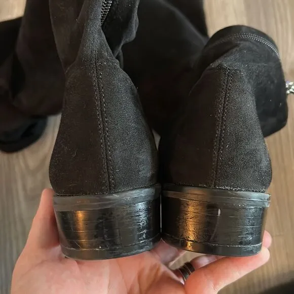 LIKE NEW SAM EDELMAN OTK PALOMA BLACK SUEDE BOOTS SIZE 7- RETAIL $398