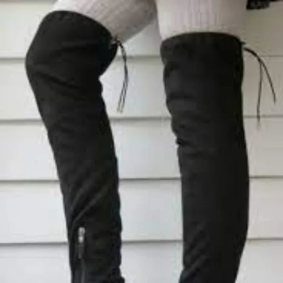 LIKE NEW SAM EDELMAN OTK PALOMA BLACK SUEDE BOOTS SIZE 7- RETAIL $398
