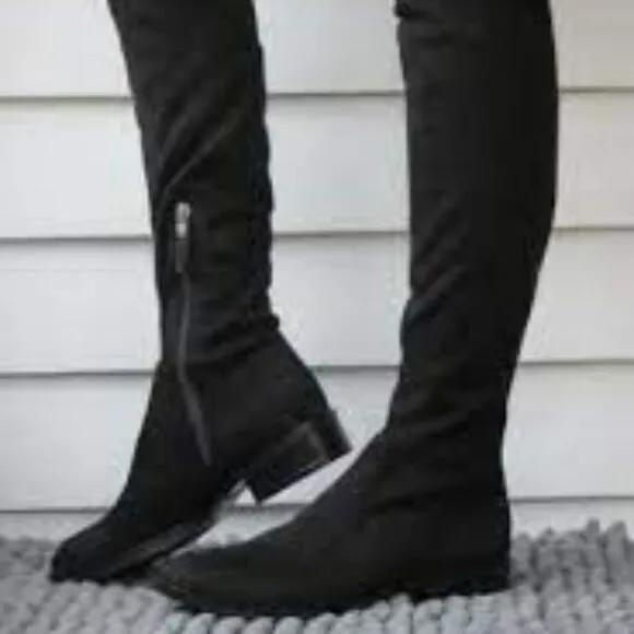 LIKE NEW SAM EDELMAN OTK PALOMA BLACK SUEDE BOOTS SIZE 7- RETAIL $398