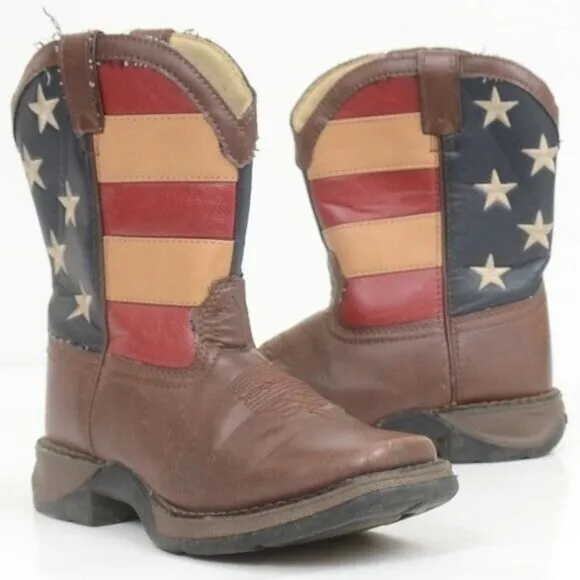 Lil Rebel by Durango American Flag Kids Western Cowboy Boots US 8
