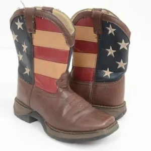 Lil Rebel by Durango American Flag Kids Western Cowboy Boots US 8