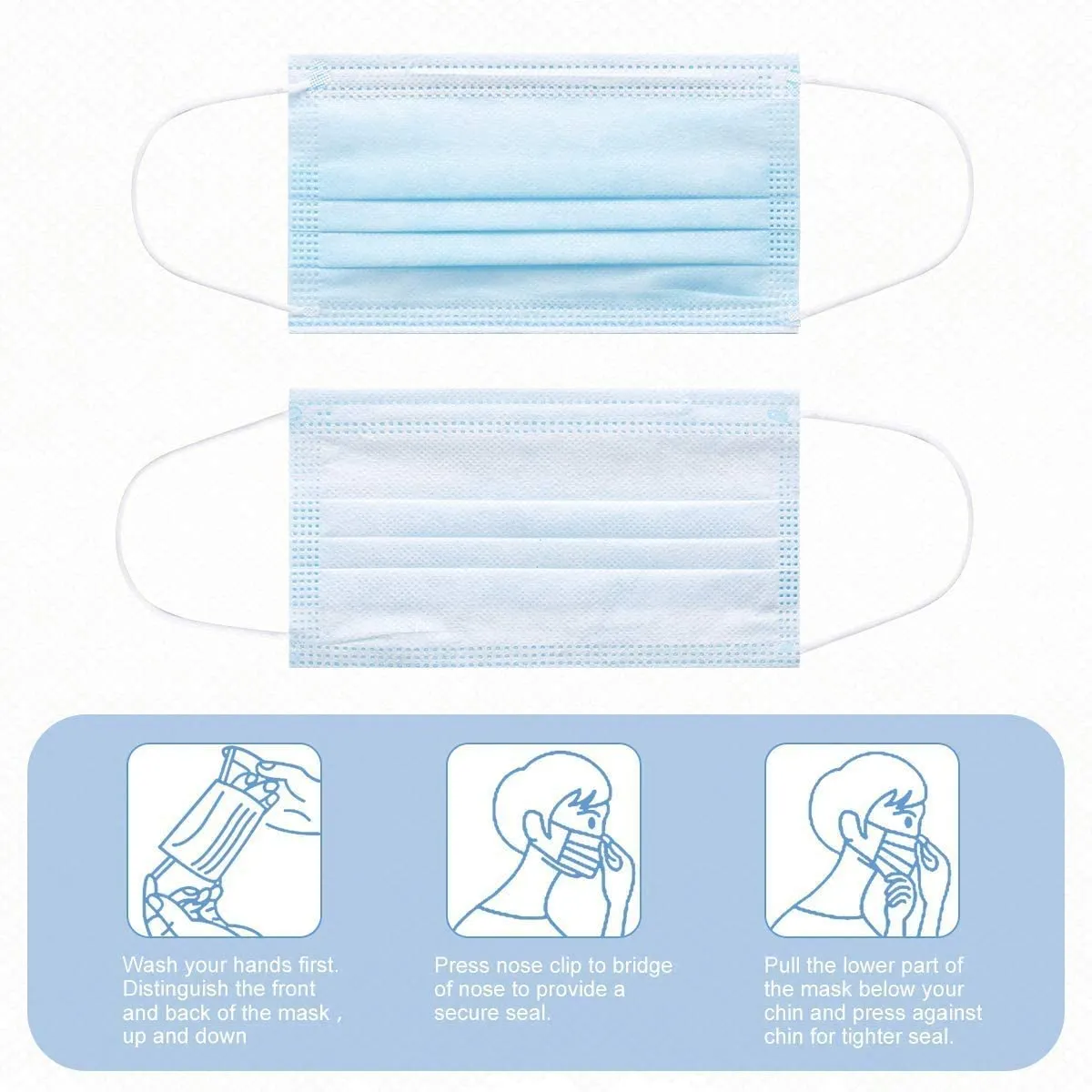 Litepak Disposable Face Masks Disposable - 1,000 PCS - for Home & Office - Breathable & Comfortable Filter, Blue