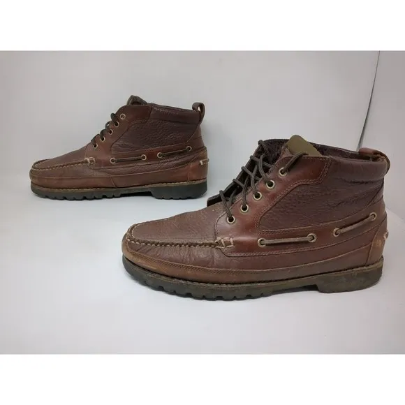 LL Bean Allagash Chukka Boots‎  Sherpa Lined Men's Size 11 D Bison Brown Leather