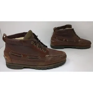 LL Bean Allagash Chukka Boots‎  Sherpa Lined Men's Size 11 D Bison Brown Leather