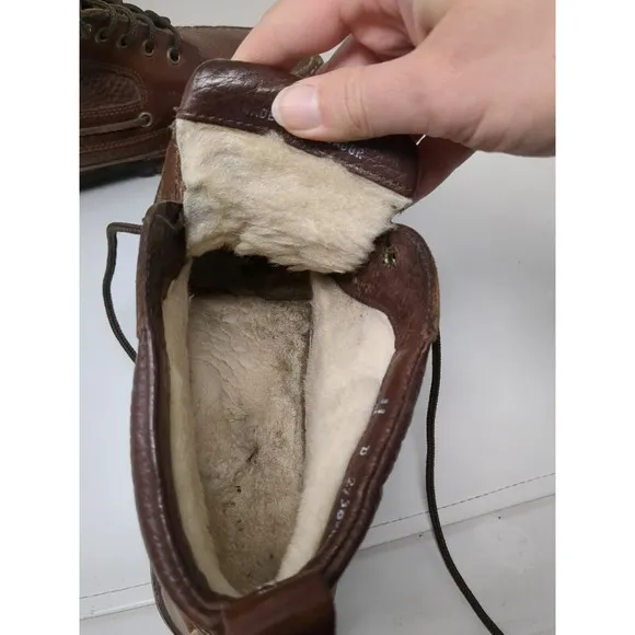 LL Bean Allagash Chukka Boots‎  Sherpa Lined Men's Size 11 D Bison Brown Leather