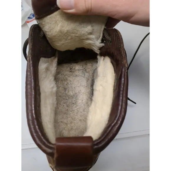 LL Bean Allagash Chukka Boots‎  Sherpa Lined Men's Size 11 D Bison Brown Leather