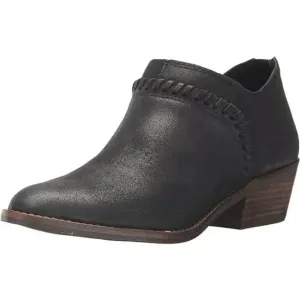 Lucky Brand Fawn Women Black Suede Ankle Boots Size 9M Wood Heel Zip Back