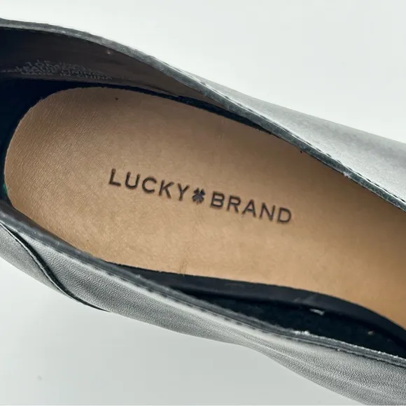 Lucky Brand Joal Heeled Ankle Bootie Shoe Size 10M Leather Slip On Black Neutral