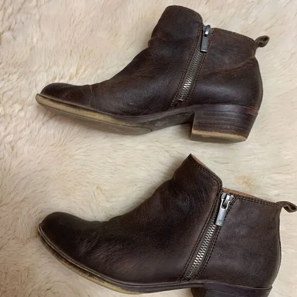 Lucky Brand Brown Suede Zip Ankle Boots size 8
