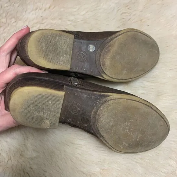 Lucky Brand Brown Suede Zip Ankle Boots size 8