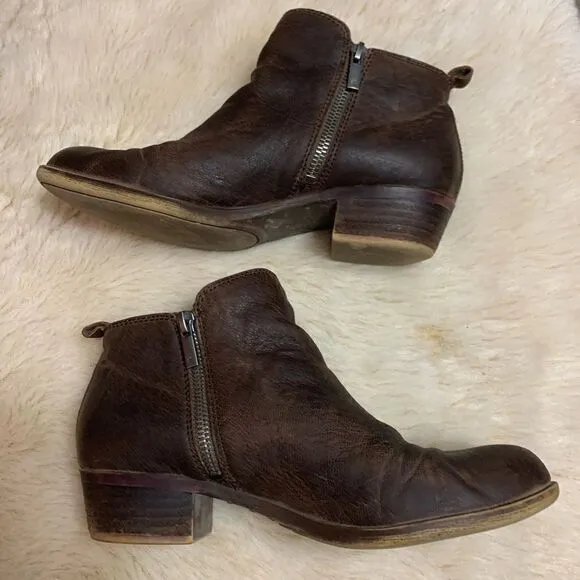 Lucky Brand Brown Suede Zip Ankle Boots size 8