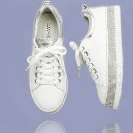 Lux Crystal Sneaker- white