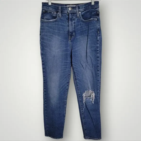 Madewell The Momjean Jean Size 27 High Rise Rigid Ankle Length Blue