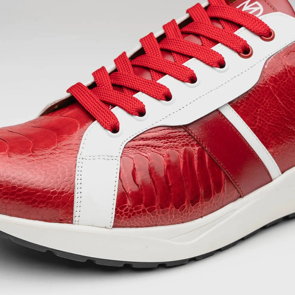Marco Di Milano Lyon Red / White Ostrich Leg & Calfskin Sneakers